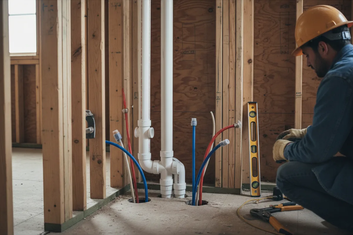 Drain and supply rough-in during Garbage Disposal Repair in Bostwick