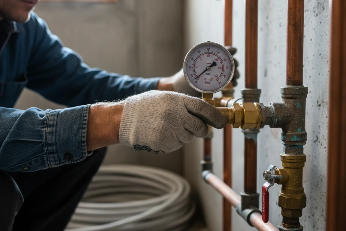 Pressure testing a repaired line during Water Line Repair in Bostwick